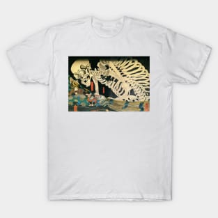 Japanese Skeleton Skull Woodblock Art T-Shirt